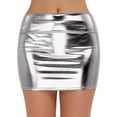 thumbnail image 2 of Clearance Clothes Under $10.00 Abomasnow Women's Sexy Bodycon Pencil Skirts Solid Elastic High Waist Faux Leather Mini Skirts, 2 of 5