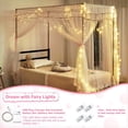 thumbnail image 3 of Twin Size Bed Canopy with Lights, Bed Canopy for Girls Princess with Luminous Stars, Canopy Bed Curtains for Twin Bed Kids Indoor Decor Bedroom, 4 Corner Post Bunk Bed for Student Dormitory, White, 3 of 15