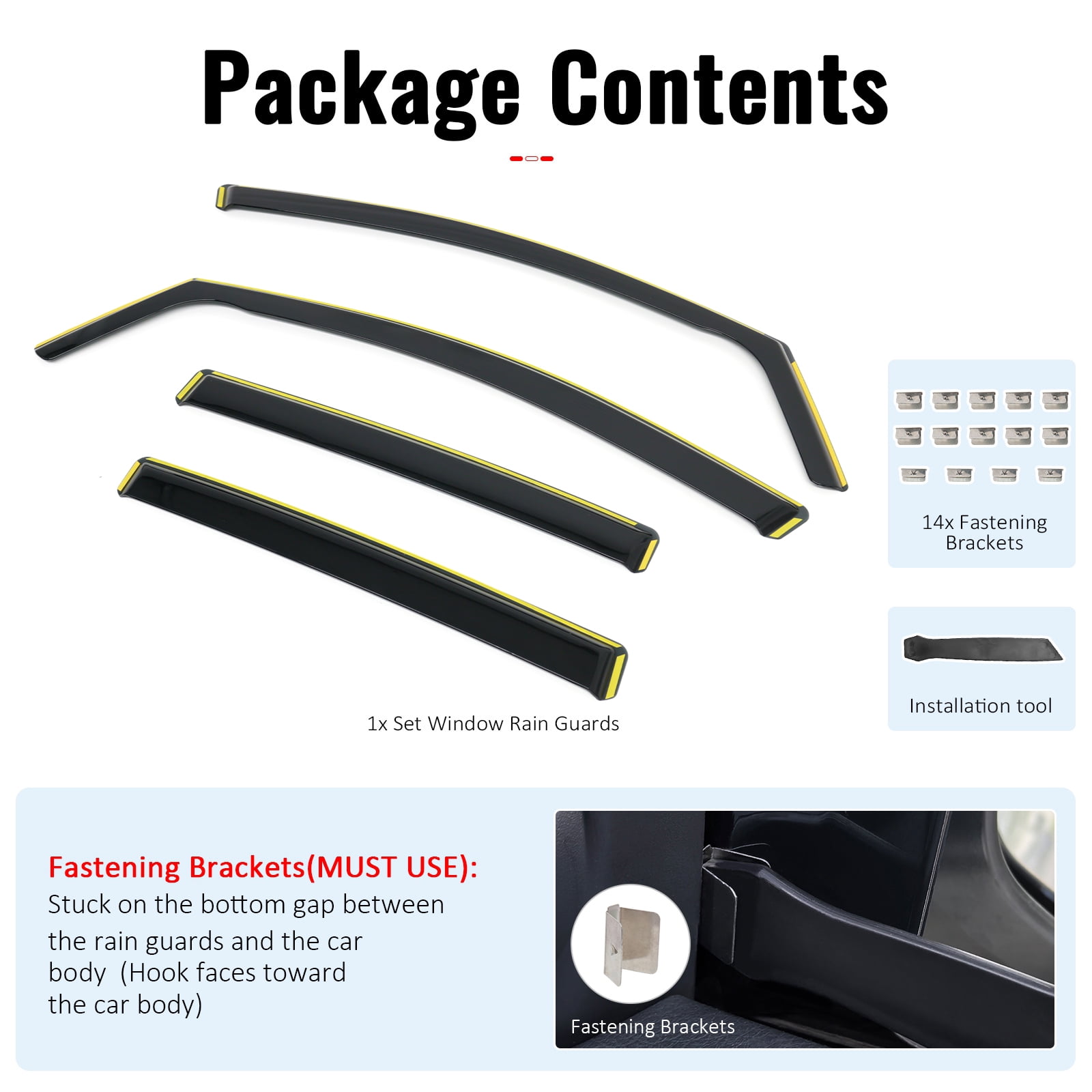 Ikon Motorsports In-Channel Window Visors Vent Rain Guards for 2017-2023 Subaru Impreza Hatchback & 2018-2023 Crosstrek Black PC Polycarbonate 4PCS