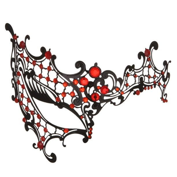 Máscara de mascarada decorativa para dama, máscara de ojos, máscara de media cara para baile de disfraces rojo