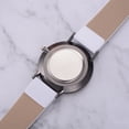 thumbnail image 5 of Reloj de pulsera de cuarzo para negocios con correa de cuero PU informal para hombres y mujeres de moda (blanco blanco), 5 of 5