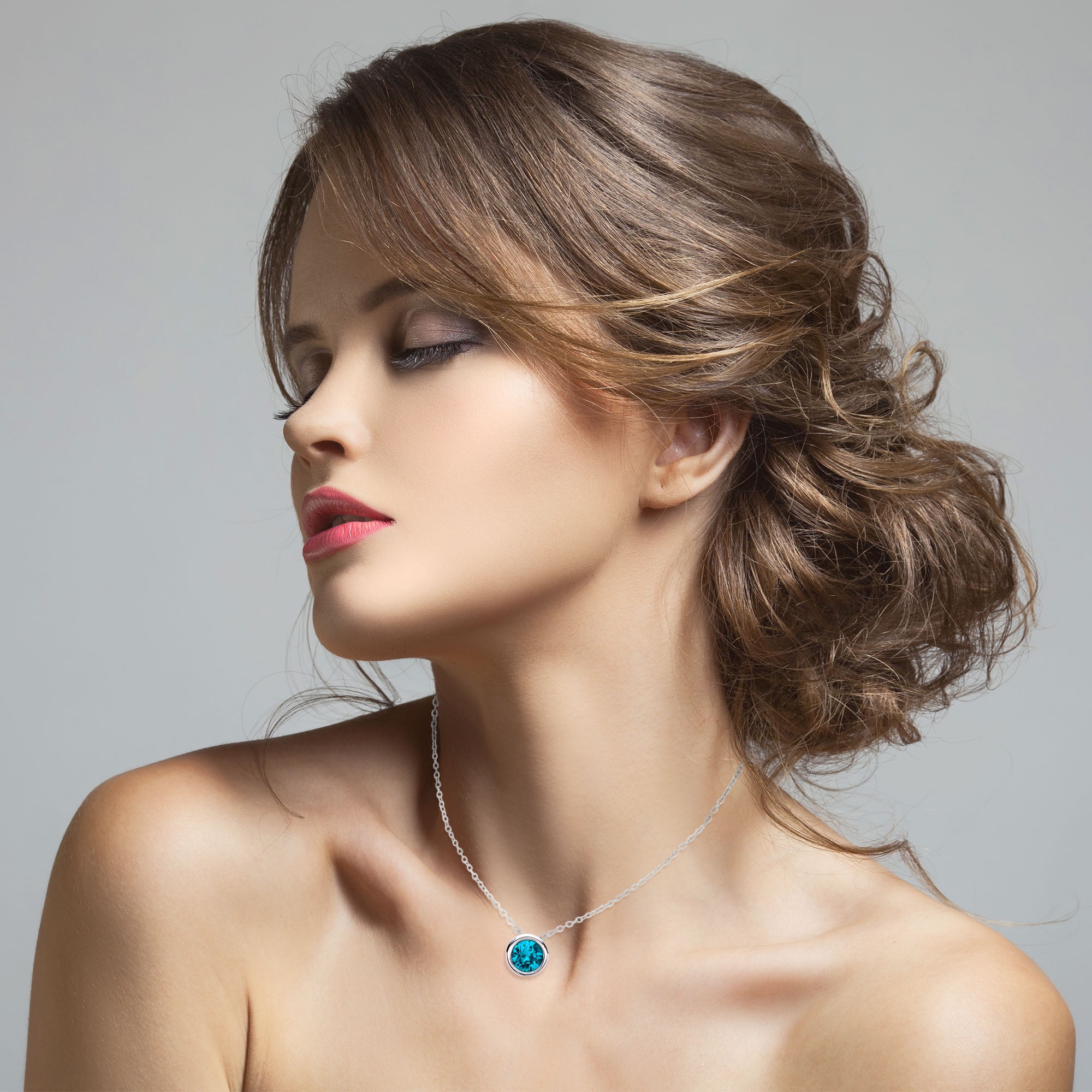 X & O Women's Fine Silver Plated Blue Zircon Crystal Pendant Necklace