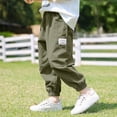 thumbnail image 2 of Gibobby Boys Pants Boys Cargo Pants School Chino Pants 2T 3T 4T 5T 6T 7T Kids Drawstring Elastic Waist Pull On Jogger Pants With Pockets Toddler Boys Winter Pants(3-4 Years,Green), 2 of 4