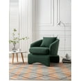 thumbnail image 3 of Accent Side Chair with Pillow, Modern Boucle Upholstered Armchair with Curved Back, Comfy Leisure Single Sofa Barrel Chair for Living Room, Bedroom, Waiting Room, Office, Club, Cafe, Emerald, 3 of 9