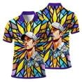 thumbnail image 2 of HOMYGIFTS Custom Face Stained Glass Golf Polo Shirt, Personalized Men’s Short Sleeve Sports Polo with Photo, Colorful Artistic Print, 2 of 10