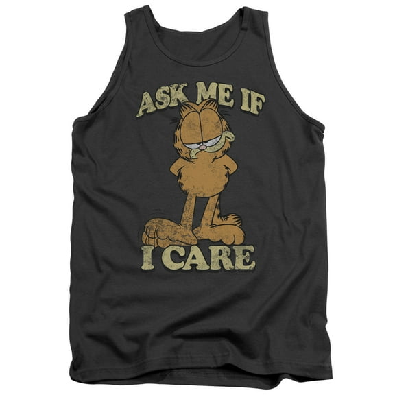 Garfield Ask Me Adult Tank Top Charcoal