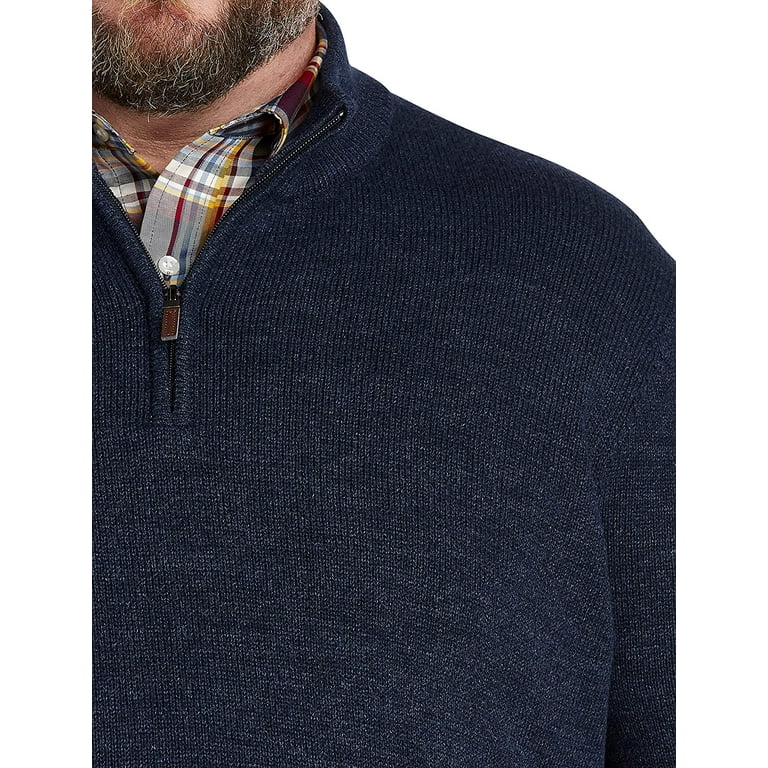 Marled 1/4-Zip Sweater Navy Marl 4XL - Walmart.com