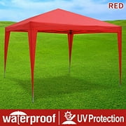 EZ POP UP Wedding Party Tent 10'x10' Folding Gazebo Beach Canopy W/Carry Bag 210D Oxford Fabric (red)