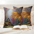 thumbnail image 3 of Country Forest Outdoor Waterproof Pillow Covers, Fall Farmhouse Trees Cabin Nature Scenery Decorative Square Throw Pillowcase Sofa Cushion Sham for Patio/Couch/Chair, 24"x24" 2 Pack, 3 of 8