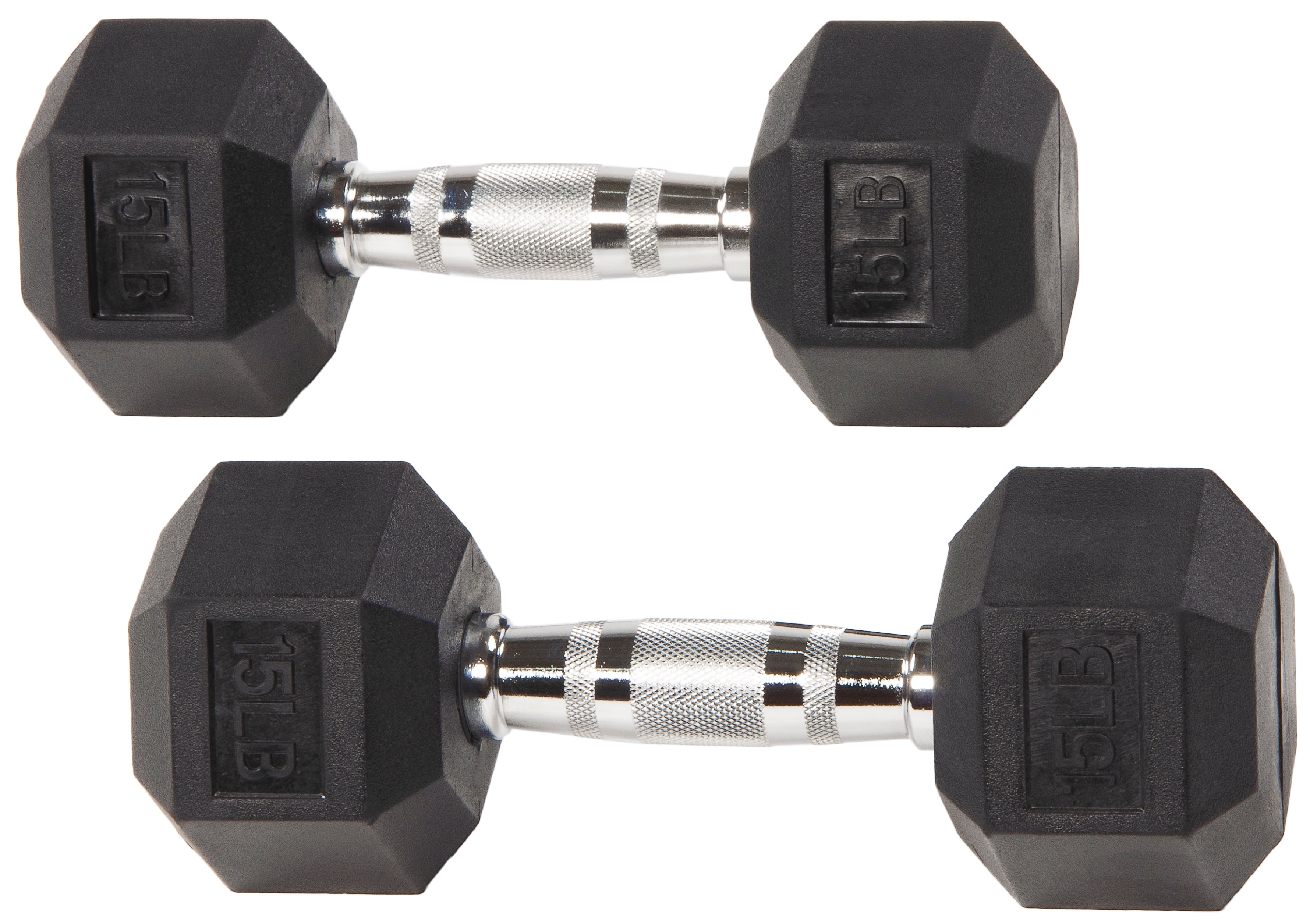 BalanceFromÂ&nbsp;Rubber Encased Hex Dumbbells, 15 lbs Pair
