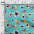 thumbnail image 1 of oneOone Georgette Viscose Turquoise Blue Fabric Flower & Leaves Watercolor Fabric For Sewing Print Craft Fabric By The Yard 42 Inche Wide, 1 of 4