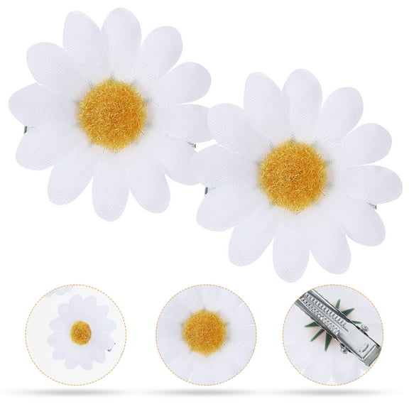OUNONA Daisy Flower Hair Clips, 12pcs Sunflower Hair Alligator Clips Beach Wedding Flower Hair for