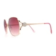 thumbnail image 6 of Womens Glitter Button Jewel Ribbon Hinge Metal Butterfly Sunglasses Gold - Burgundy, 6 of 8