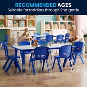 Flash Furniture Emmy Adjustable Classroom Activity Table for Kids with 6 Chairs, Blue/Gray