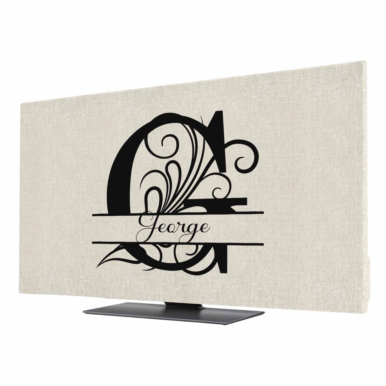 Indoor TV Cover for 85 Inch Flat Screen, Letter G Stretch Fabric Dust Proof TV Screen Protector, Monogram Words Slipcover Monitor Cover for LED LCD Smart TVs Desktop Computer