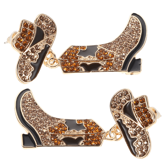 Supvox Boho Western Earrings 1 Pair Brown Dangle Cowgirl Boot Jewelry Women Themed Events