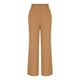thumbnail image 6 of Roncen Women's Straight Leg Trousers - Elastic High Waist Button Business Casual Work Pants with Pockets, 6 of 7