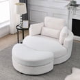 thumbnail image 6 of Modern Accent Barrel Sofa Lounge with Storage Ottoman in Linen Fabric for Living Room (51" W x 51" D x 33" H), 6 of 20