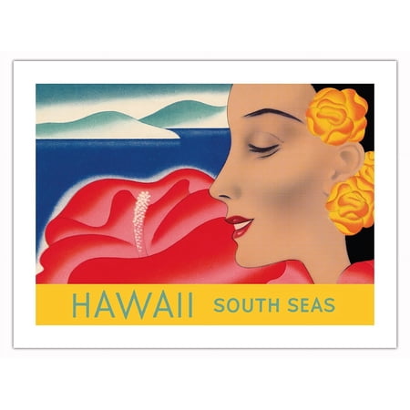 Hawaii and South Seas - Vintage Hawaiian Travel Poster by Frank Macintosh c.1950s - Fine Art Matte Paper Print (Unframed) 18x24in