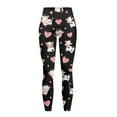 thumbnail image 5 of Renewold Cow Pink Love Black Yoga Pants with Pockets for Women Full Length Lounge Leggings High Waist Tummy Control Running Pants Activewear Stylish Womens Leggings, S, 5 of 8
