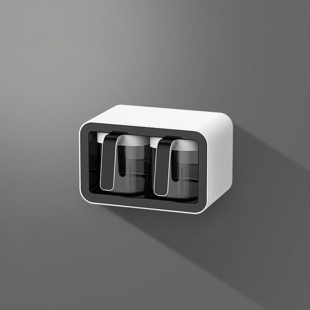 Boîte à Épices Murale Multi-Compartiments, Ensemble de 2 Pots à Épices, Noir avec 2 Cuillères