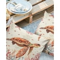 thumbnail image 2 of Pack of 2 Outdoor Pillow Covers, Summer Ocean Sea Turtle Coral Conch Starfish Marine Life Vintage Waterproof Square Throw Pillowcase Cushion Decorative Pillow Covers for Couch Patio Tent, 16x16 in, 2 of 6