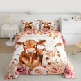 thumbnail image 2 of Homewish Female Men Highland Cow 3 Pieces Queen Comforter Set,Farmhouse Animal Ultra Soft Bedding Sets,Chic Floral Flowers Bedding Comforter Set Breathable,Lightweight Room Decor,Reversible, 2 of 8