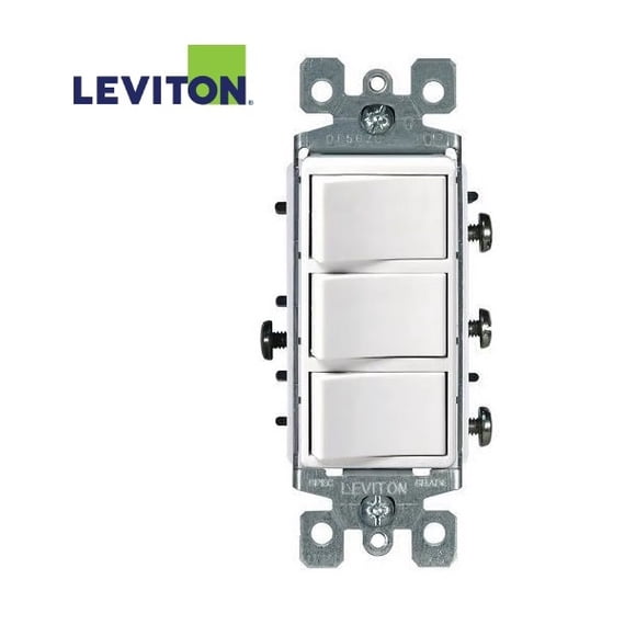 PACK OF 10- Leviton® Decora® 1755-W 3-Way Non-Grounding Combination Switch With Screw Terminals, Push-In Wiring, 15/20 A, 120 VAC, 1 Poles