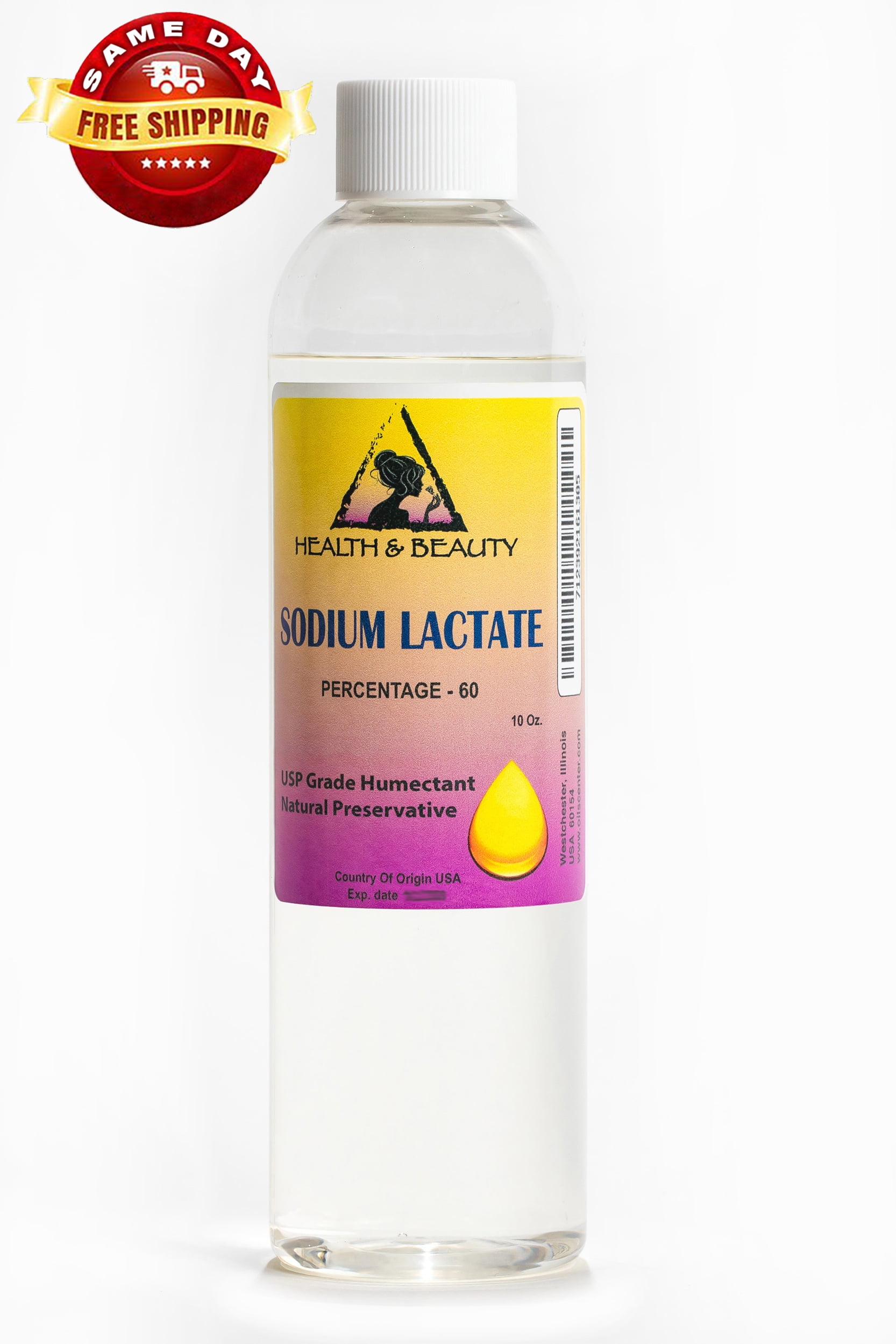 Sodium lactate 60 natural usp preservative liquid humectant 100 pure 10 oz