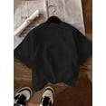 thumbnail image 2 of Men'S Casual Crew Neck T-Shirt with Vibrant Apple & Caterpillar Design - Black Polyester, Short Sleeve, All-Season Wear, Casual Attire|Playful Graphic Tee|Knit Construction, 2 of 6