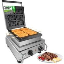 ALDKitchen Belgian Waffle Maker Thick | Press Type | Professional Use | Stainless Steel | Nonstick | 110V (6 Waffle on a Stick)