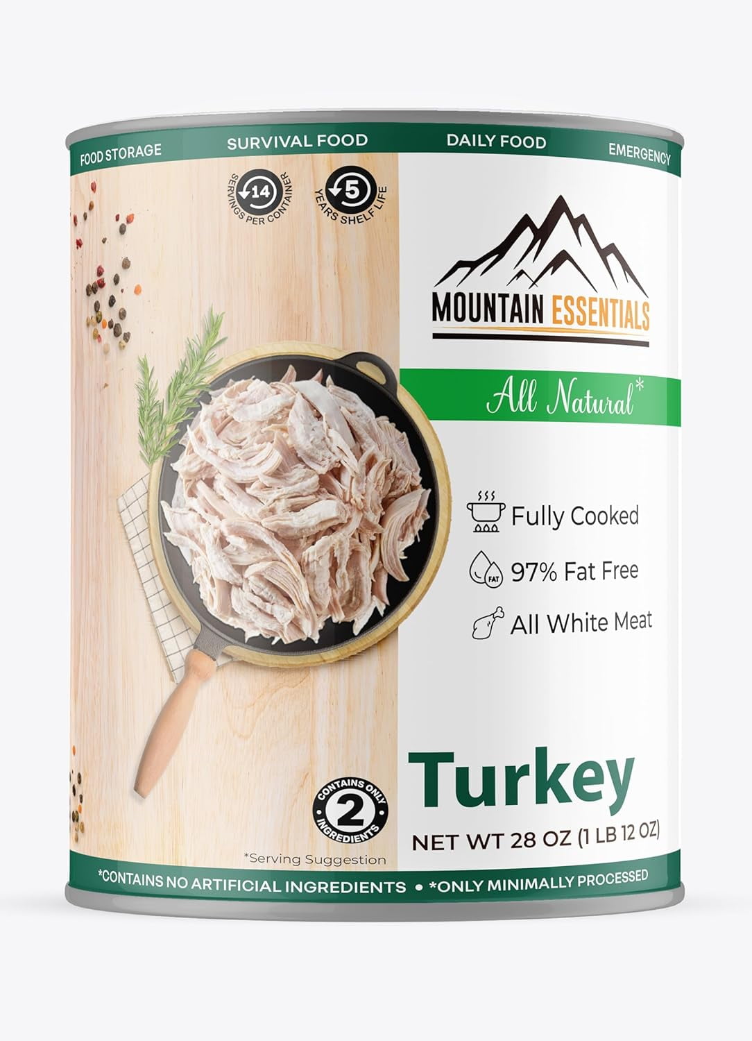 Fresh Turkey ドライフード 12kg Mountain Essentials All Natural Canned Turkey 28 oz | Fully Cooked