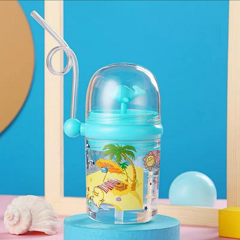 250ml Portable Baby Feeding Cups with Straw Water Bottle Dolphin