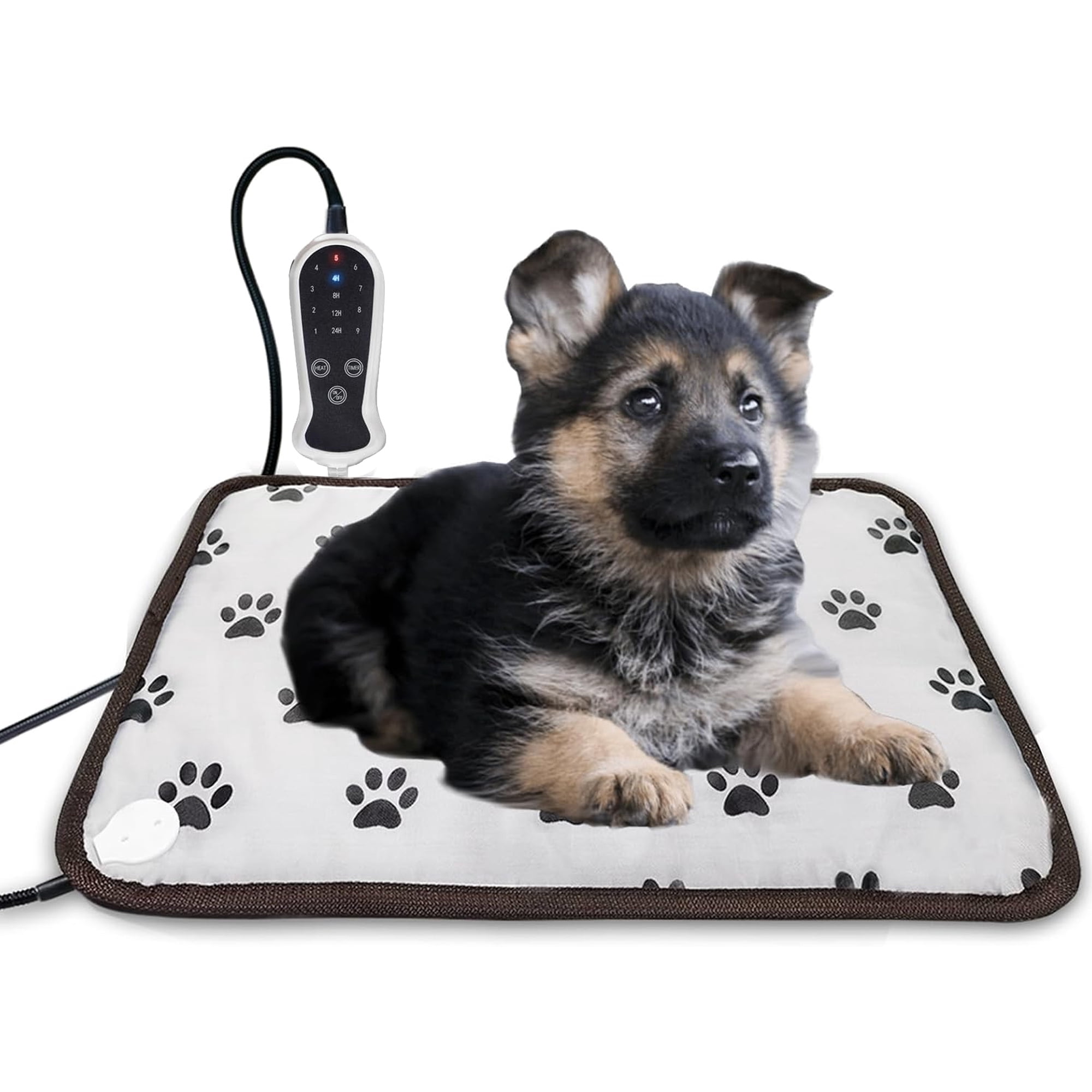 Daretodo 18x18 inch Dog Heating Pad for Pet Bed Indoor Waterproof Heated Pet Bed Mat,Electric Warming Pad for Puppies with Timer,Chew Resistant Cord,Easy Clean