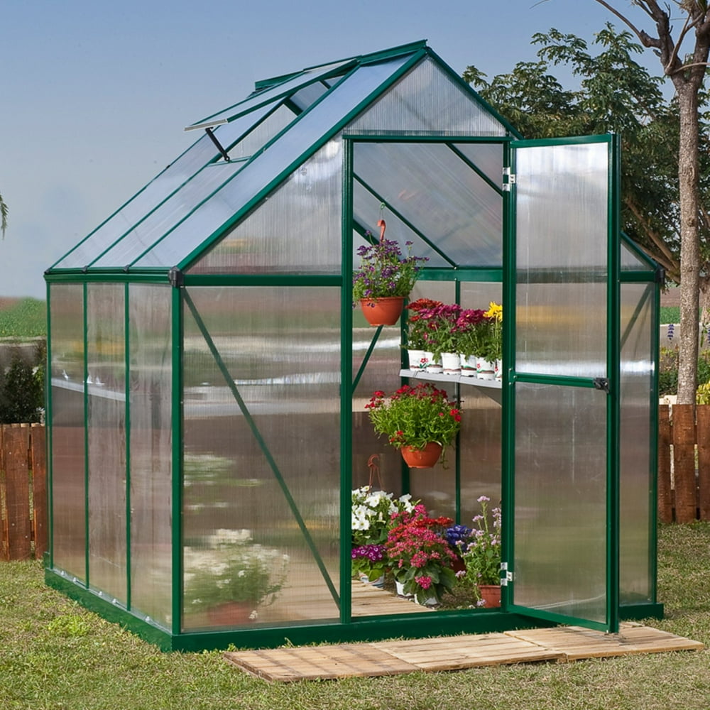 Palram Mythos 6' x 8' Forest Green WalkIn Greenhouse Walmart