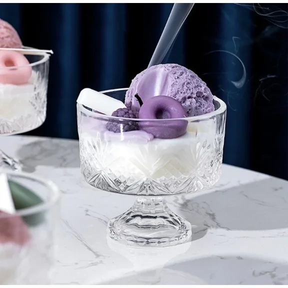 Purple French Vanilla Toffee Ice Cream Glass Candle Paraffin Wax Gift Cute