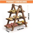 thumbnail image 7 of 3-Tier Collapsible Wooden Serving Tray Rack – Rustic Multi-Layer Display Stand with Handle, Detachable Deli Platter Board – Space-Saving Pyramid-Style Kitchen Organizer for Countertop, Dessert, 7 of 7