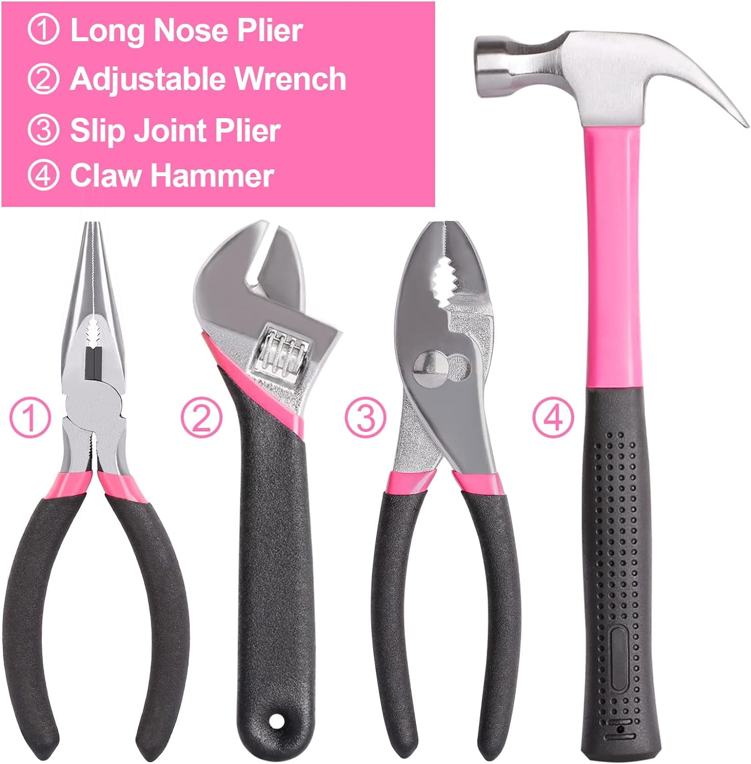 THINKWORK 122-Piece Pink Tool Kit with 3.6V Rotatable Electric Screwdriver-Ladies Home Work Kit