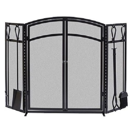 

Panacea 15138 3 Panel Black Arch Steel Fireplace Screen With Doors - Quantity of 1