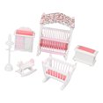 thumbnail image 5 of Juego de muebles de dormitorio Yuxing casa de muñecas 1:12 madera rosa y blanca, 5 of 5