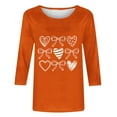 thumbnail image 4 of Craaazy Valentine Shirts for Women Fashion Heart Printed 3/4 Sleeve Round Neck Pullover Tops Gifts, 4 of 5