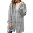 thumbnail image 4 of School Outfits for Teachers Jacket for Women Women Warm Soft Fleece Jacket Casual Comfy Jacket Fuzzy Hooded Cardigan Outerwear Tops Women Coat My Items, 4 of 9