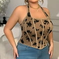 thumbnail image 6 of Womens Plus Size Bustier Corsets Halter Going Out Corset Tops Boned Waist Cincher Sleeveless Lace Up Bodice Brown, XXXXL, 6 of 7