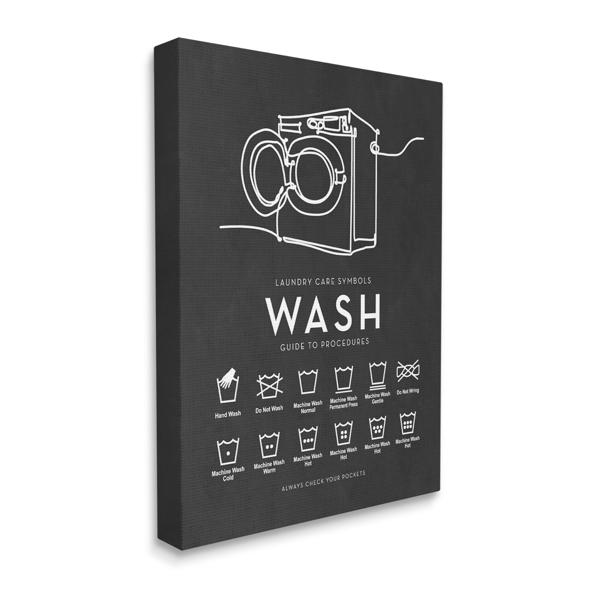 Stupell Industries Laundry Care Symbols Diagram Washing Machine Chart Graphic Art Gallery Wrapped Canvas Print Wall Art, Design by Lettered and Lined