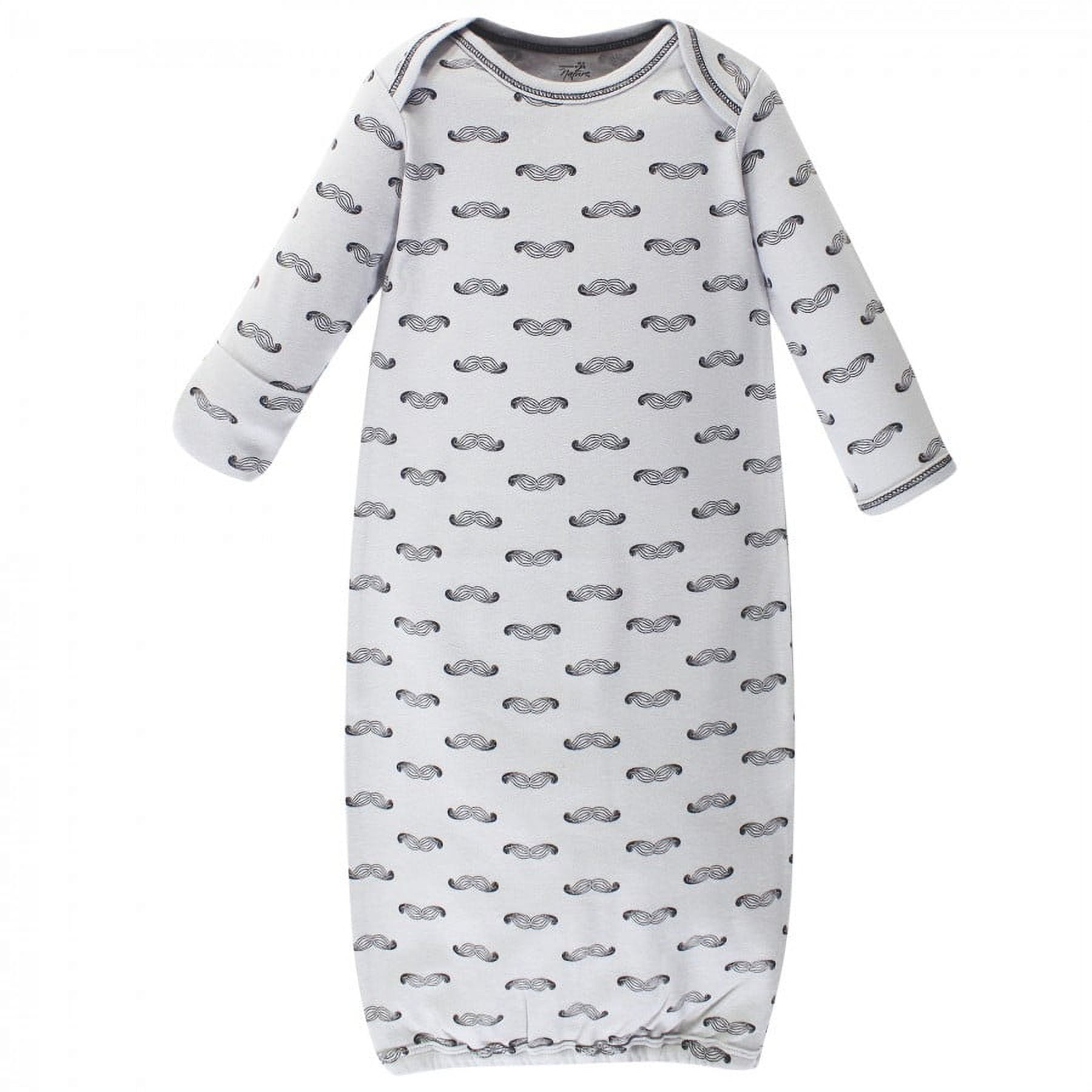 Touched by Nature Baby Boy Organic Cotton Long-Sleeve Gowns 3pk, Mr. Moon, 0-6 Months