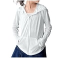 thumbnail image 3 of HVOBTTY Toddler Kid's Summer Casual Solid Color Long Sleeve Zip Up Sun Protection Outdoor Breathable Jacket White, 13-14 Years, 3 of 5