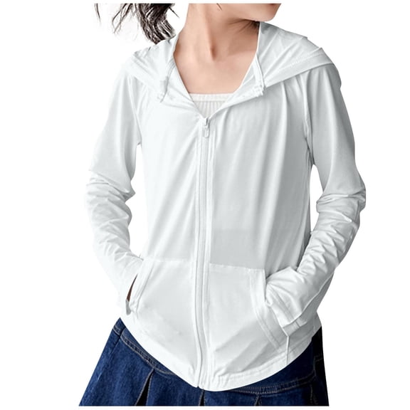 OGLCCG Girls Lightweight Jacket Long Sleeve Zip Up Athletic Hoodie Top UPF50 Fishing Hiking Sun Protection Outwear with Pockets 4-14 Years
