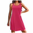 thumbnail image 2 of Dresses for Women Swimsuit Cover Up Spaghetti Strap Eyelet Embroidery Sleeveless Sundress Hot Pink XL, 2 of 6