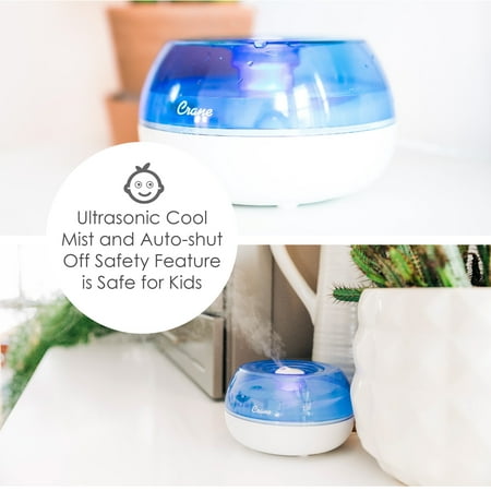 CRANE - 0.2 Gal. Personal Ultrasonic Cool Mist Humidifier - Blue/White