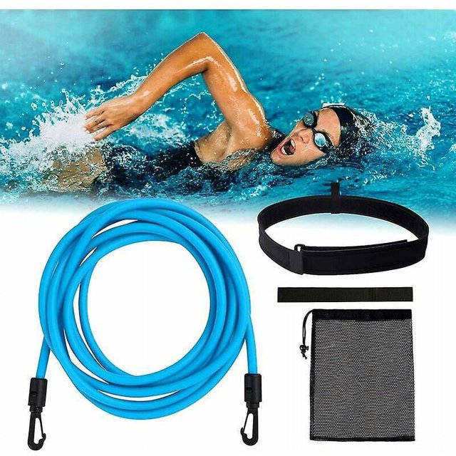 Elástico de Natación de Resistencia, Piscina Elástica de Natación Ajustable de 4 M, Cinturón de Natación de Entrenamiento, Elástico de Natación para Adultos y Niños, Profesional